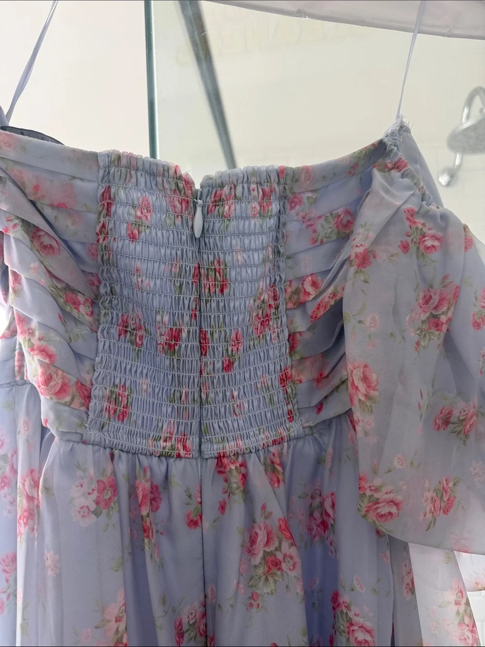 Abercrombie & Fitch Lavender Floral Off-Shoulder Maxi Dress